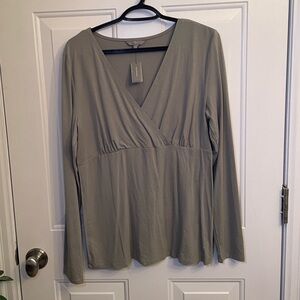 Thyme Maternity Green Long Sleeve Nursing Top